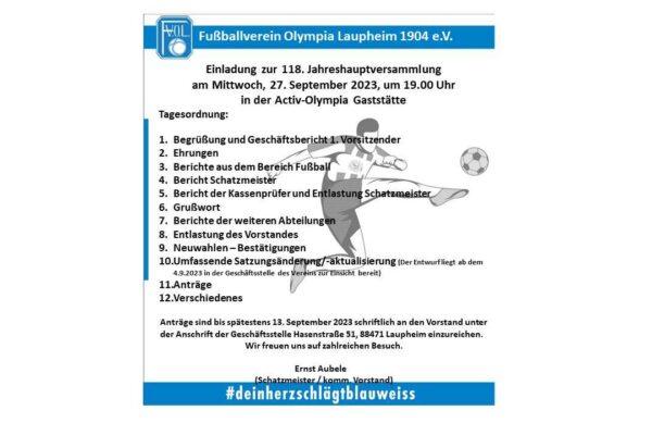 118. Hauptversammlung des FV Olympia